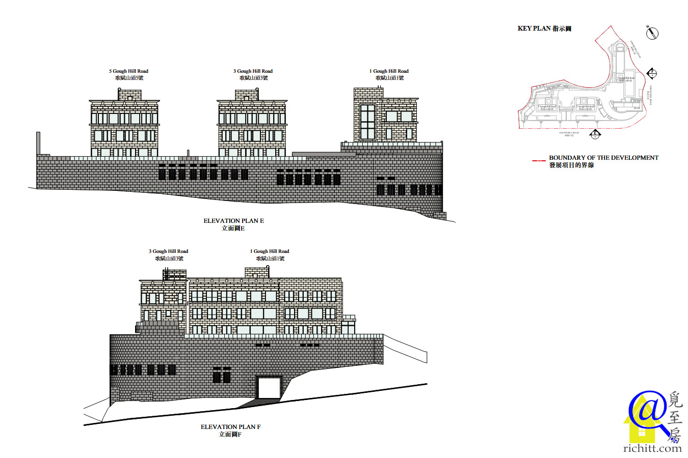 1, 3, 5 GOUGH HILL ROAD 立面圖A